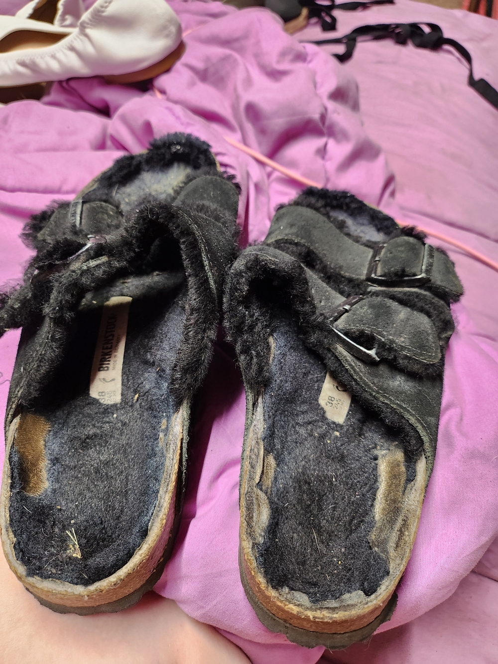 Birkenstock  Black Furry Clog Sandals